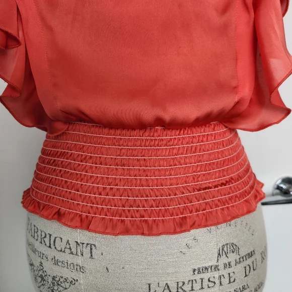 DKNY Red Ruffle Blouse - Picture 8 of 12